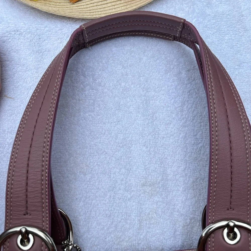 Coach Signature All Over Carriage Leather Satchel -Light Purple Y2K - Picture 10 of 13